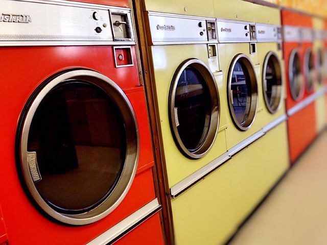 A view of commercial washingmachines in laundary area