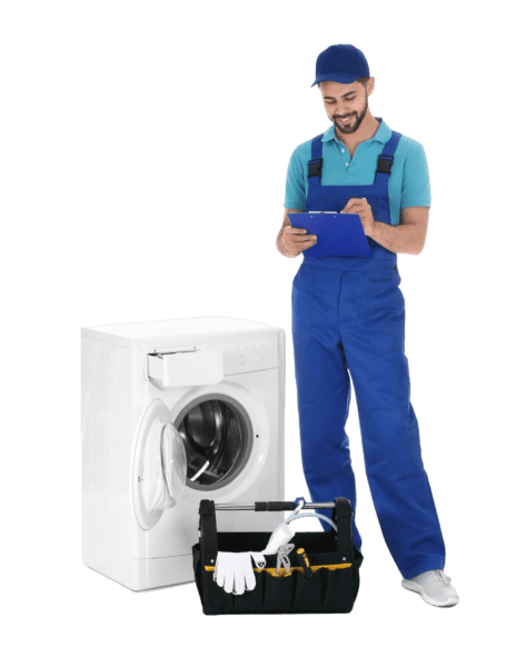 Professional washing machine technician repairing a washer in Dubai